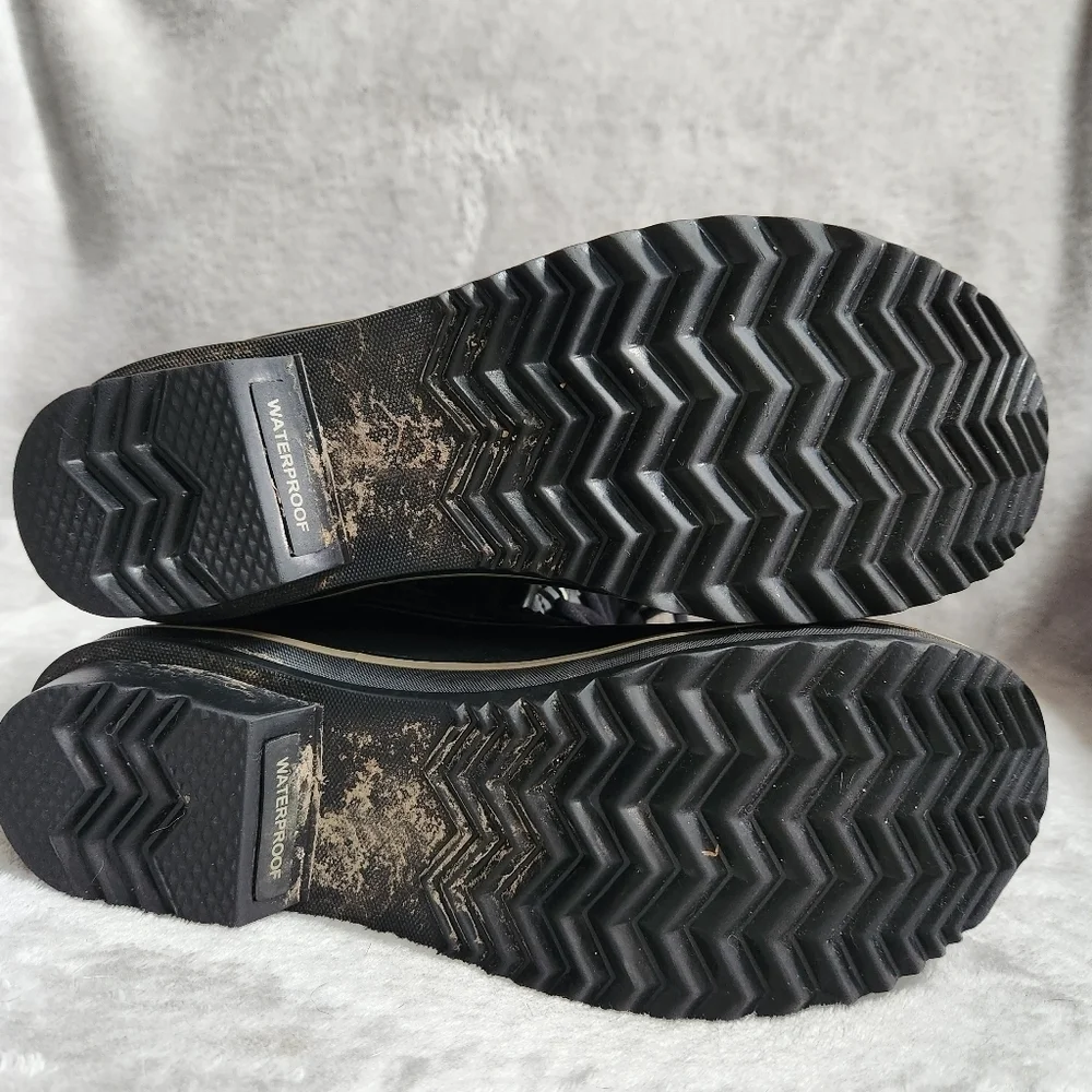 Sorel Tofino Womens 7 Boots Black Winter Waterproof Quilted Faux-Fur Trim